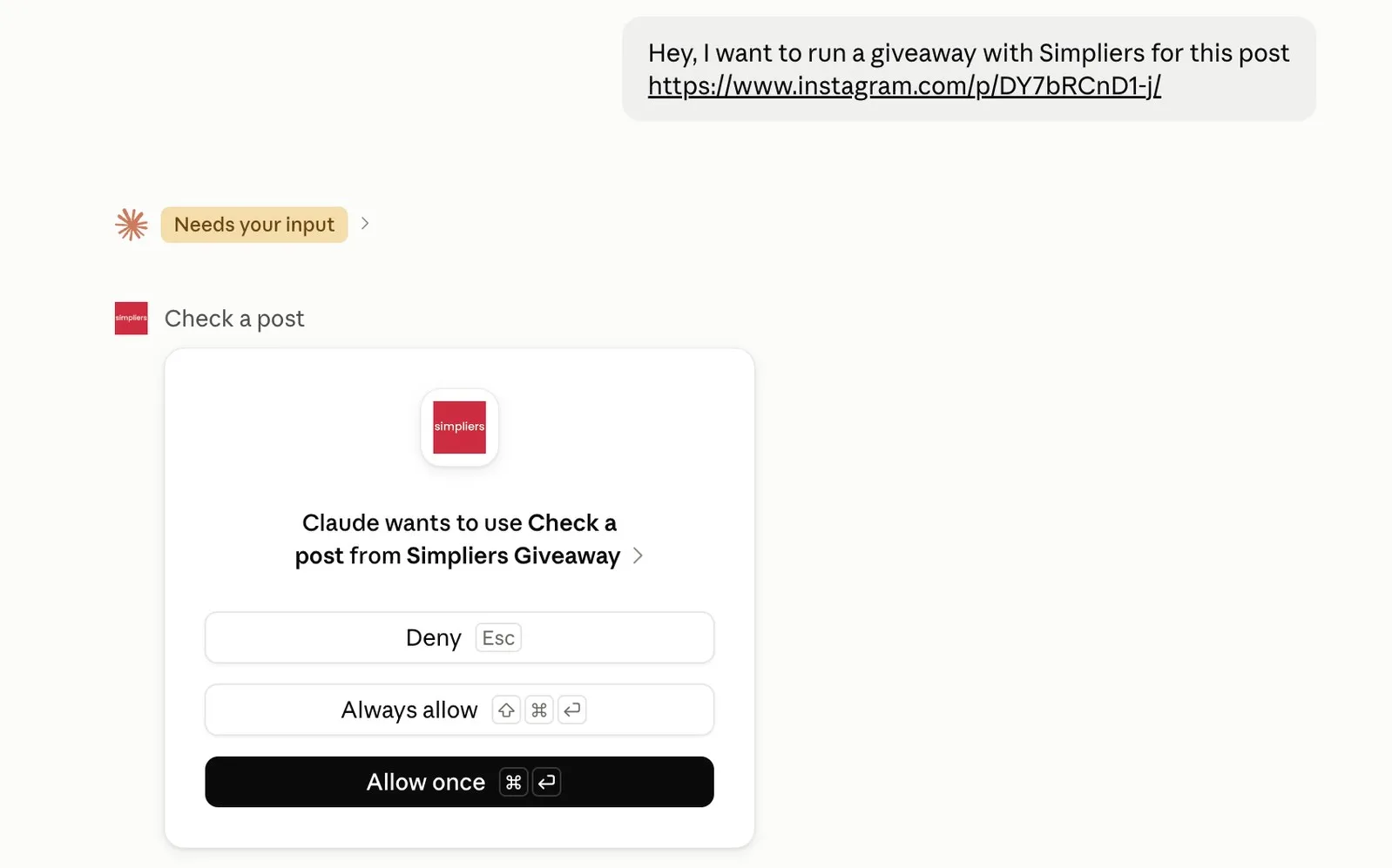 Paste the post link